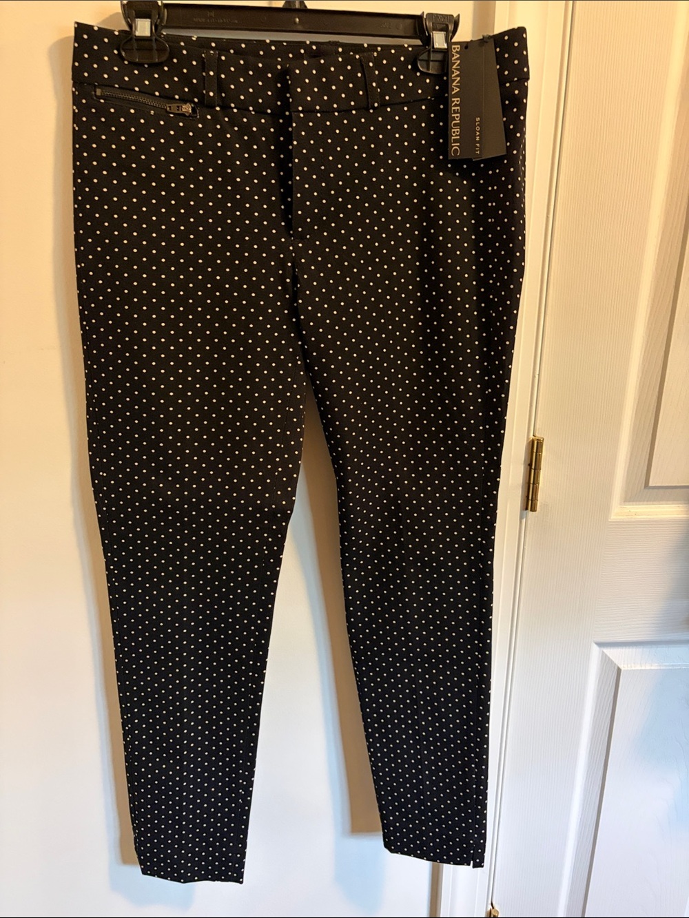 Banana Republic Black with White Polka Dot Slim Ankle Pants